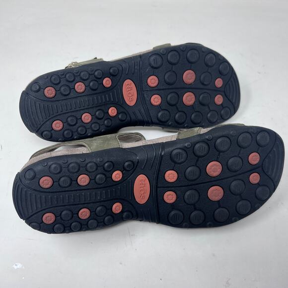 Taos Treasure Sandals Women's 7 Olive Leather Slingback Adjustable Comfort Flat - Picture 8 of 8